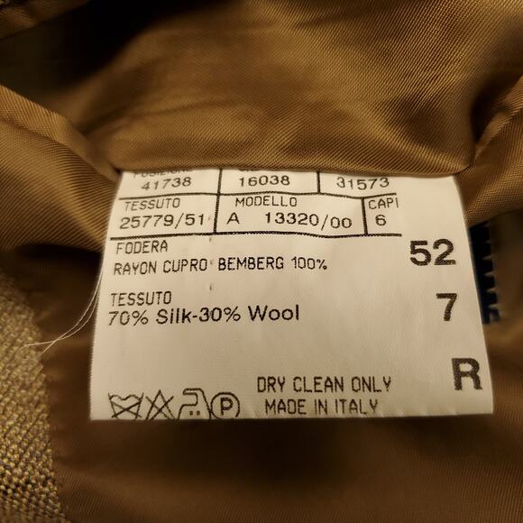 Canali Hopsack Blazer Size 42 Wool Silk Blend Brown Windowpane Plaid 3 Button - Picture 14 of 15